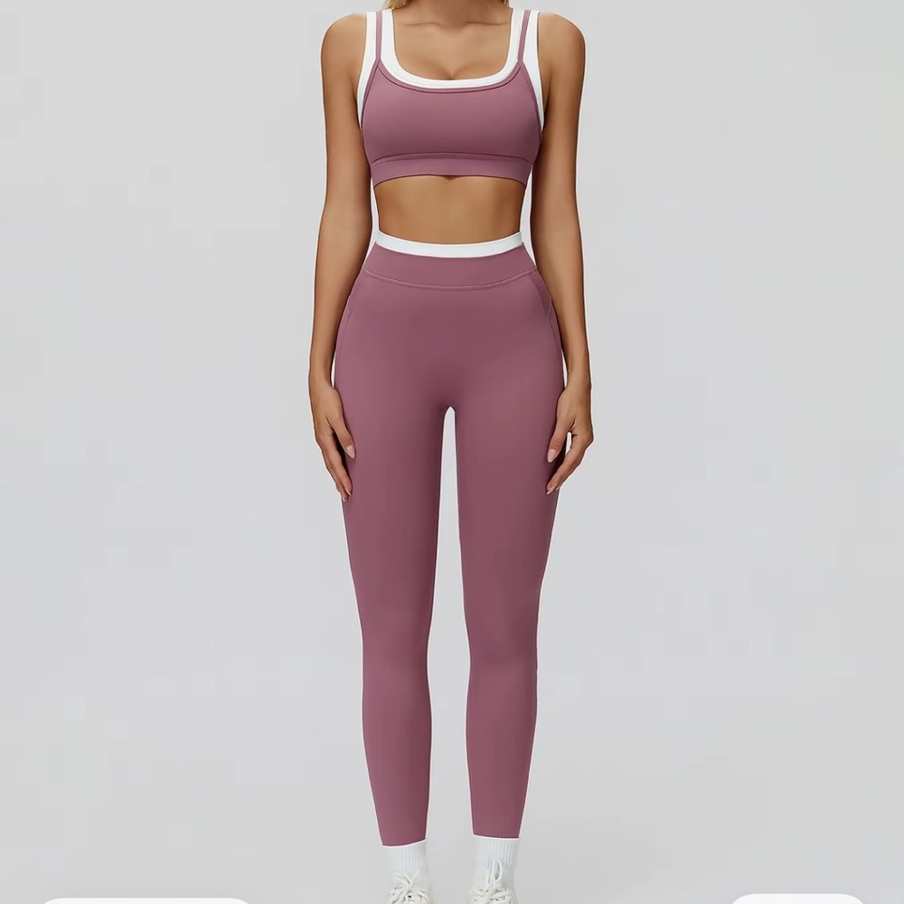 High-Rise Mauve Seamless Leggings - Women's Activewear